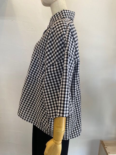 キャンブリックボイル 半袖シャツ グリーン(ストライプ)