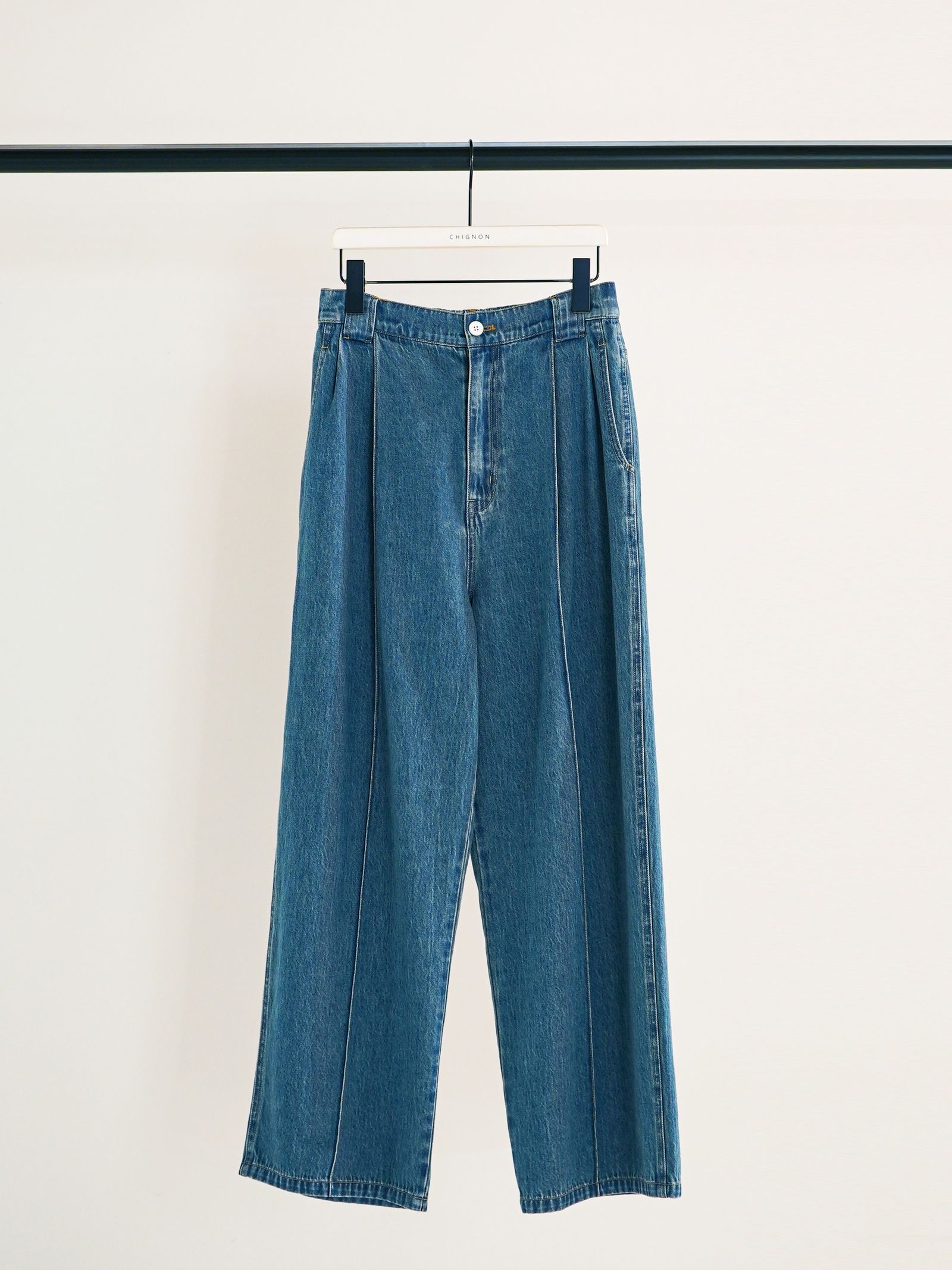 [3861-042BT] センターステッチデニムPT ブルー