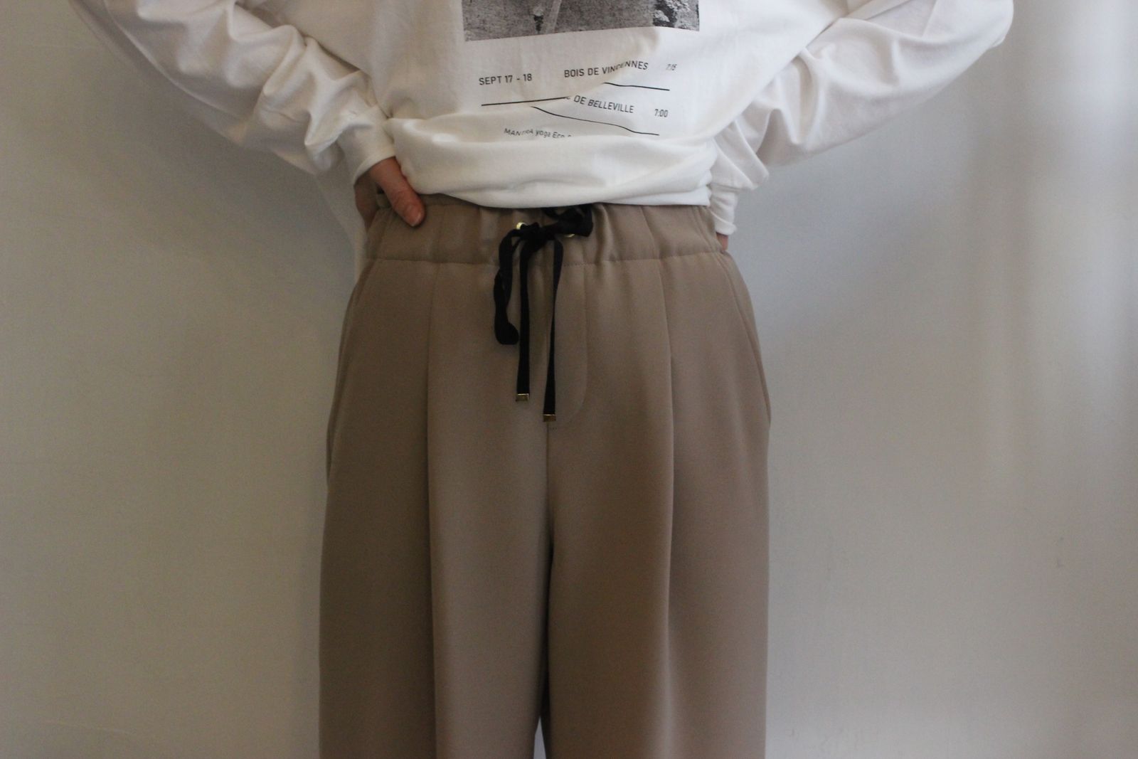 ダブルクロスワイドパンツ ベージュ