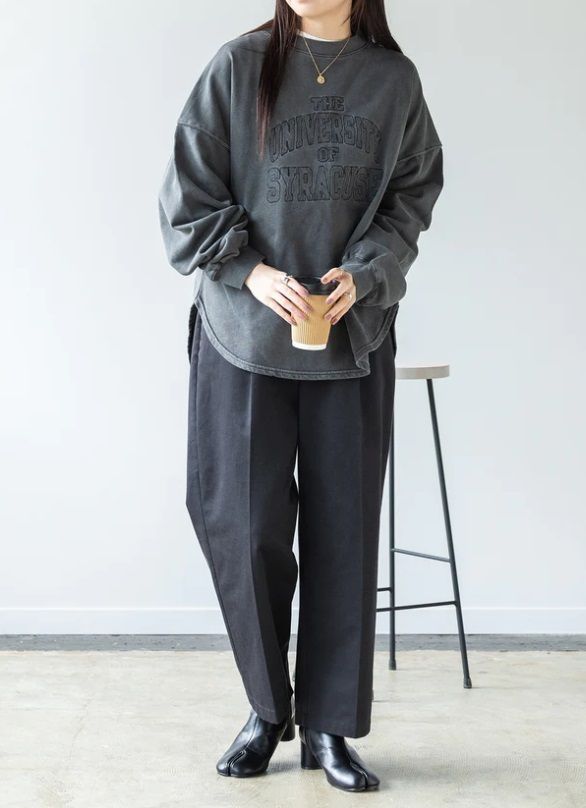 ミニ裏毛刺繍ロゴスウェット グレー