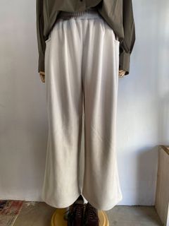 ベロアボンディング スウェットワイドパンツ アイボリー