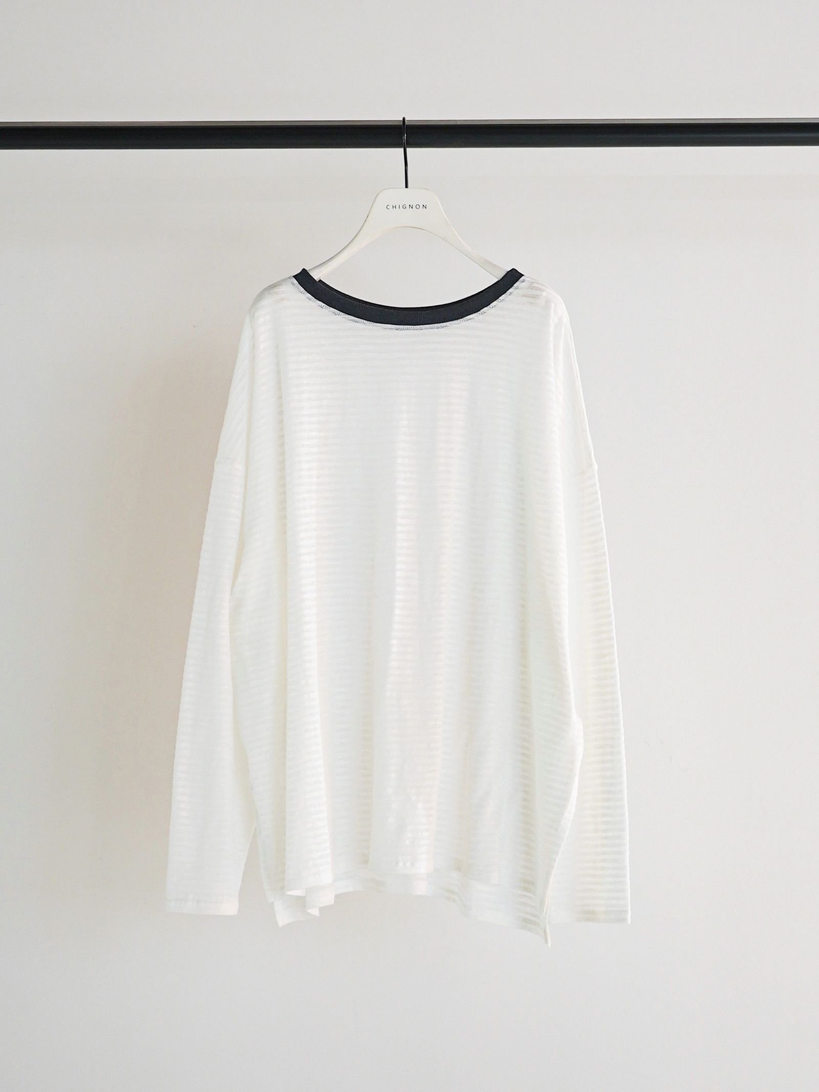 [8461-107KK] シアーボーダーTee ホワイト