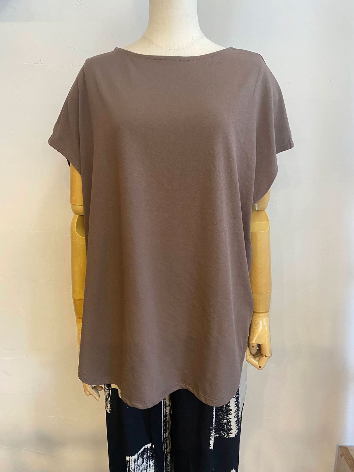 2WAY フレンチオーバーロゴTシャツ ブラウン