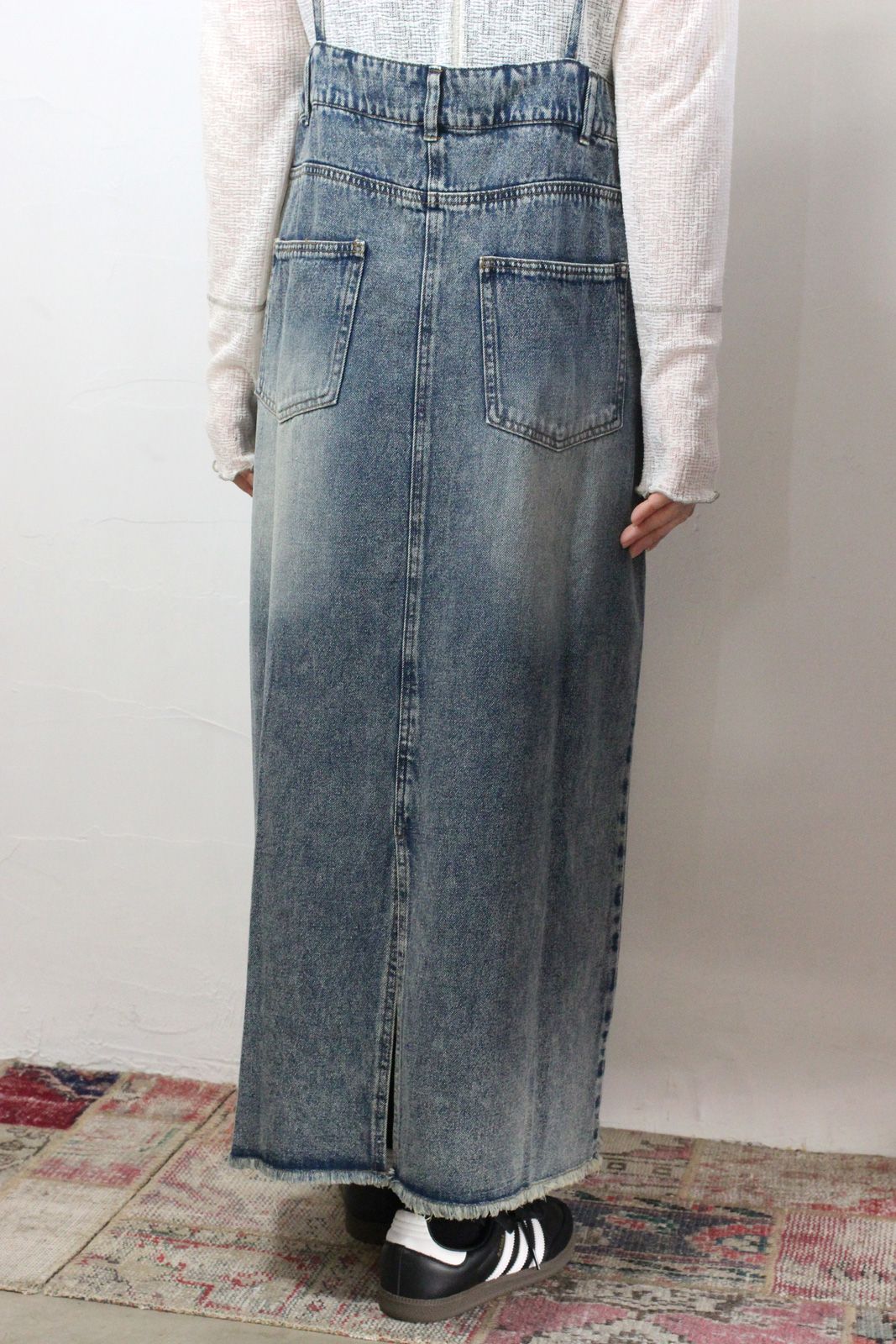 デニム/ツイル ジャンパースカート インディゴブルー