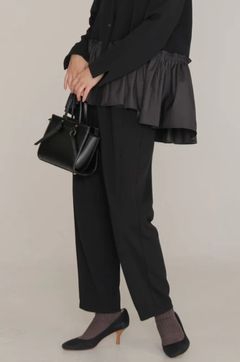 カットジョーゼット ストレートパンツ ブラック