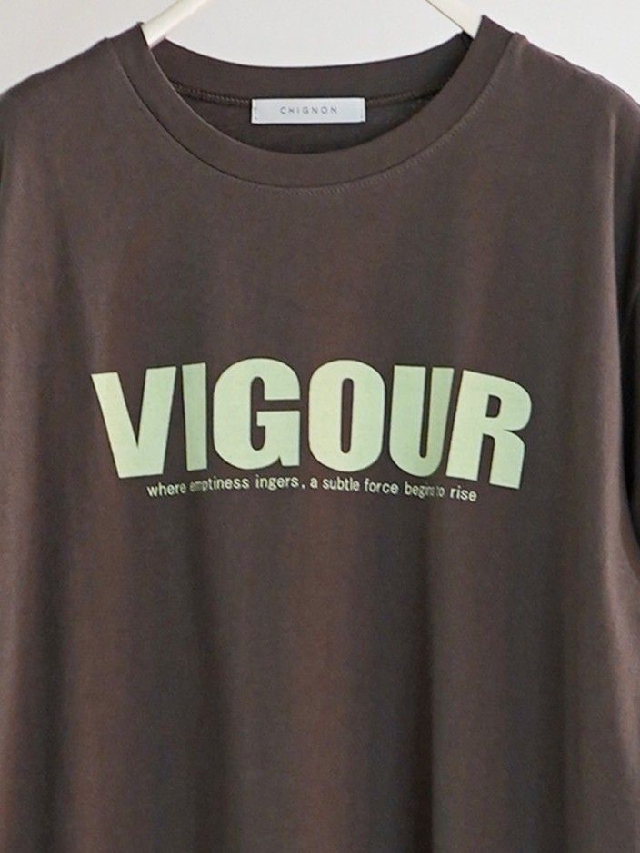 [8461-102KK] ”VIGOUR”プリントTee ブラウン