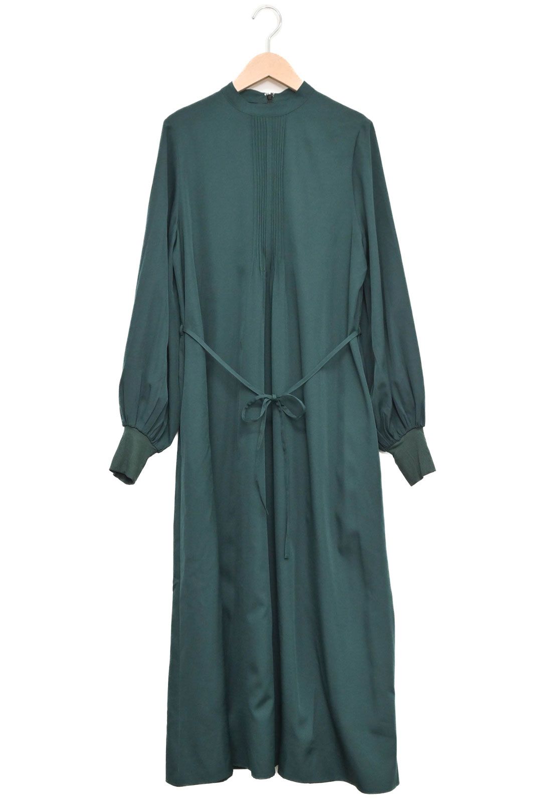 無地ギャザーワンピース グリーン