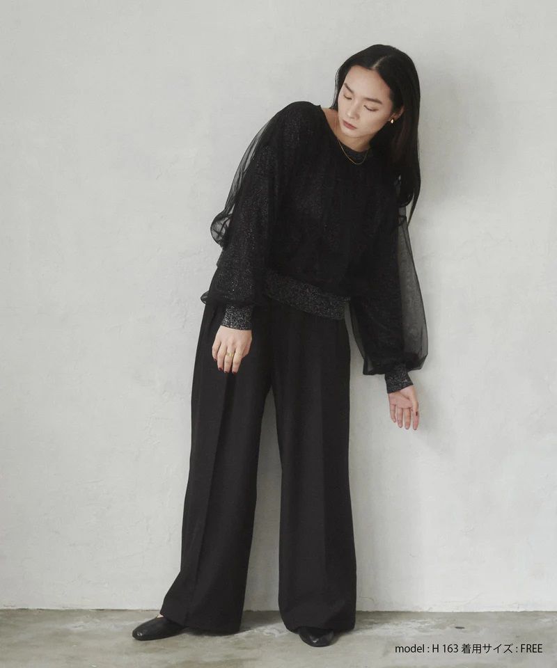 ストレッチポリツイルタックパンツ ブラック