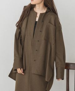 ウールライクシャツジャケット カーキ
