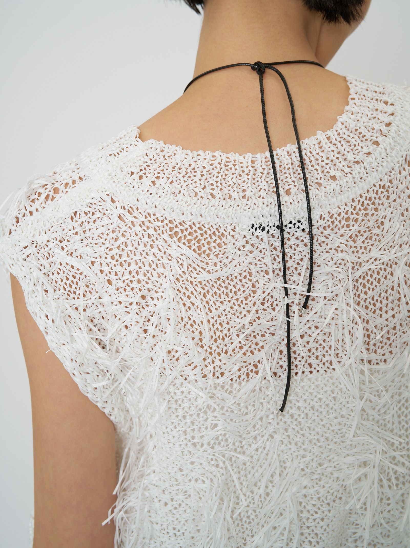 [9261-091GS] カットJQフリンジニットベスト オフホワイト