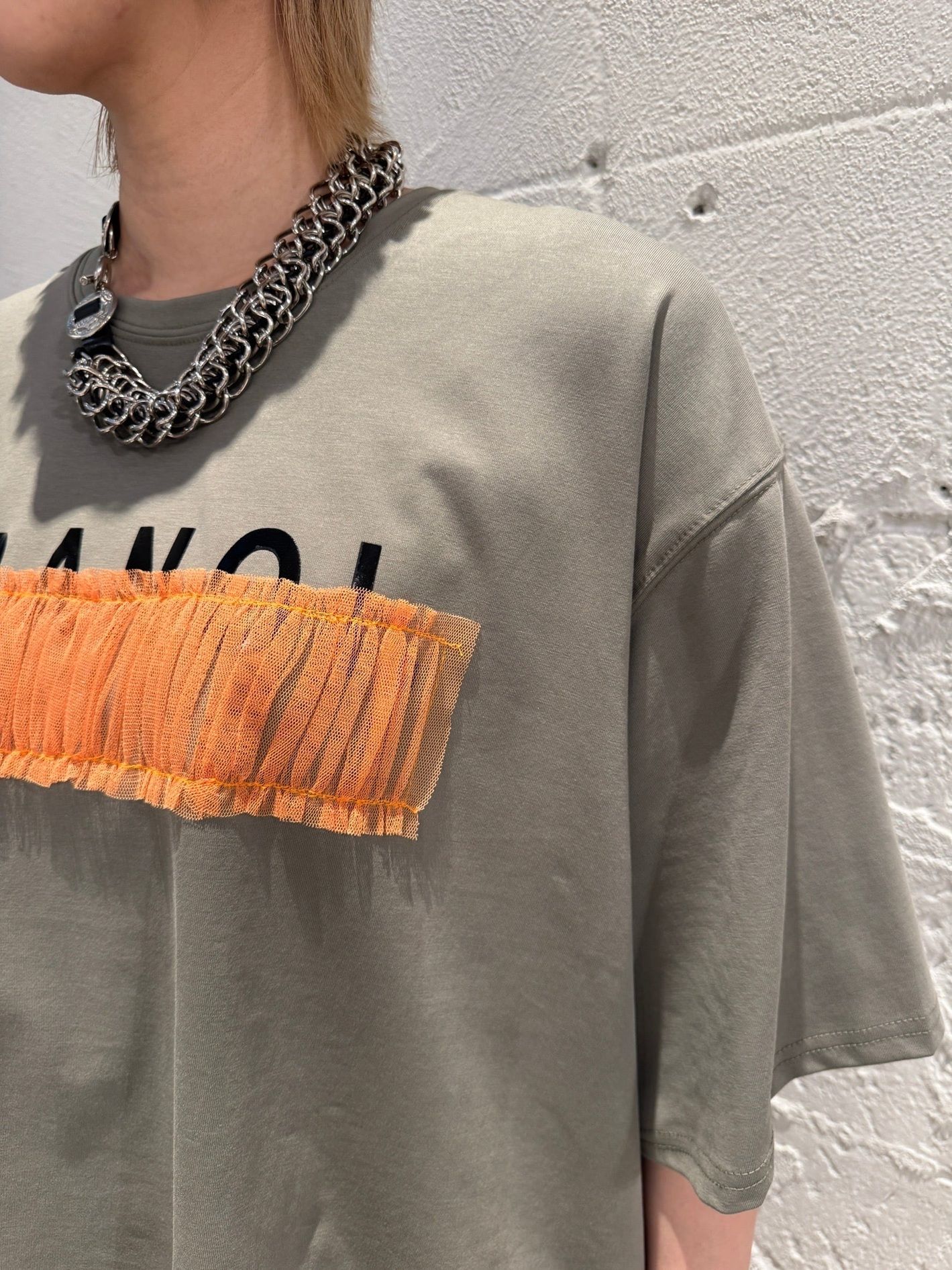 tulle bar TRANOI. wide tee カーキ