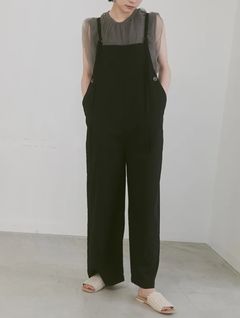 リネンブレンドサロペット ブラック