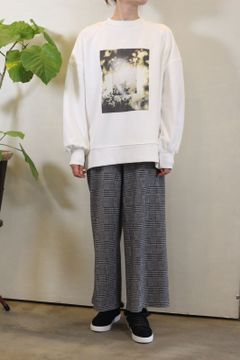 チェックワイドパンツ グレー