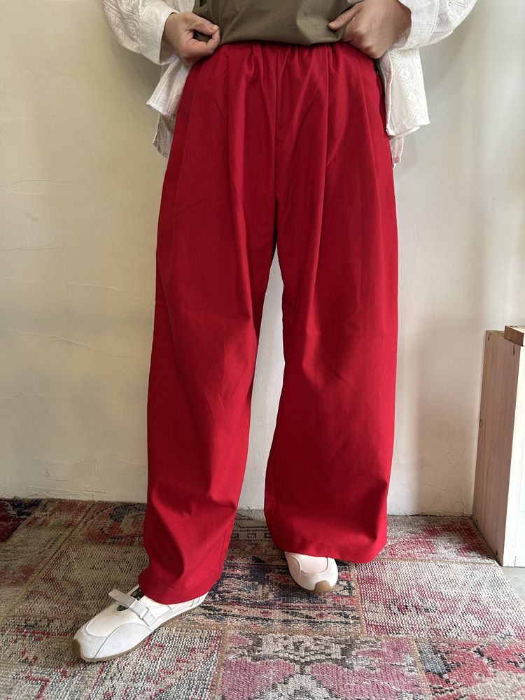 フレンチリネンワイドパンツ カーキブラウン