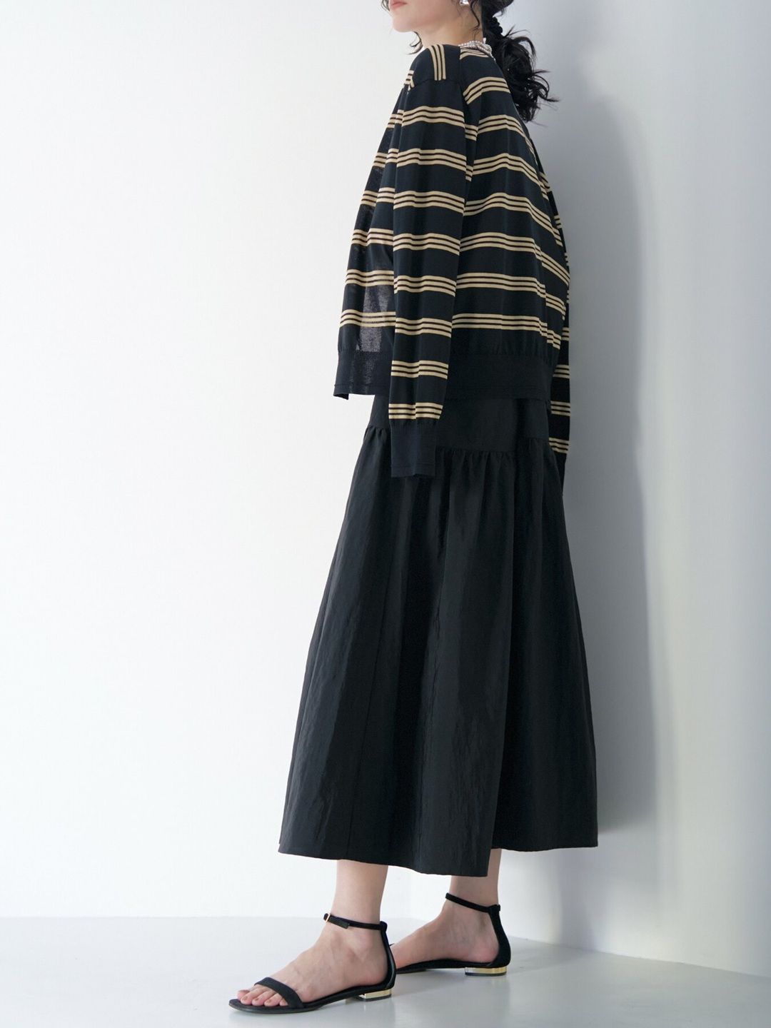 [5263-659YM] バッククロスティアードOP ブラック