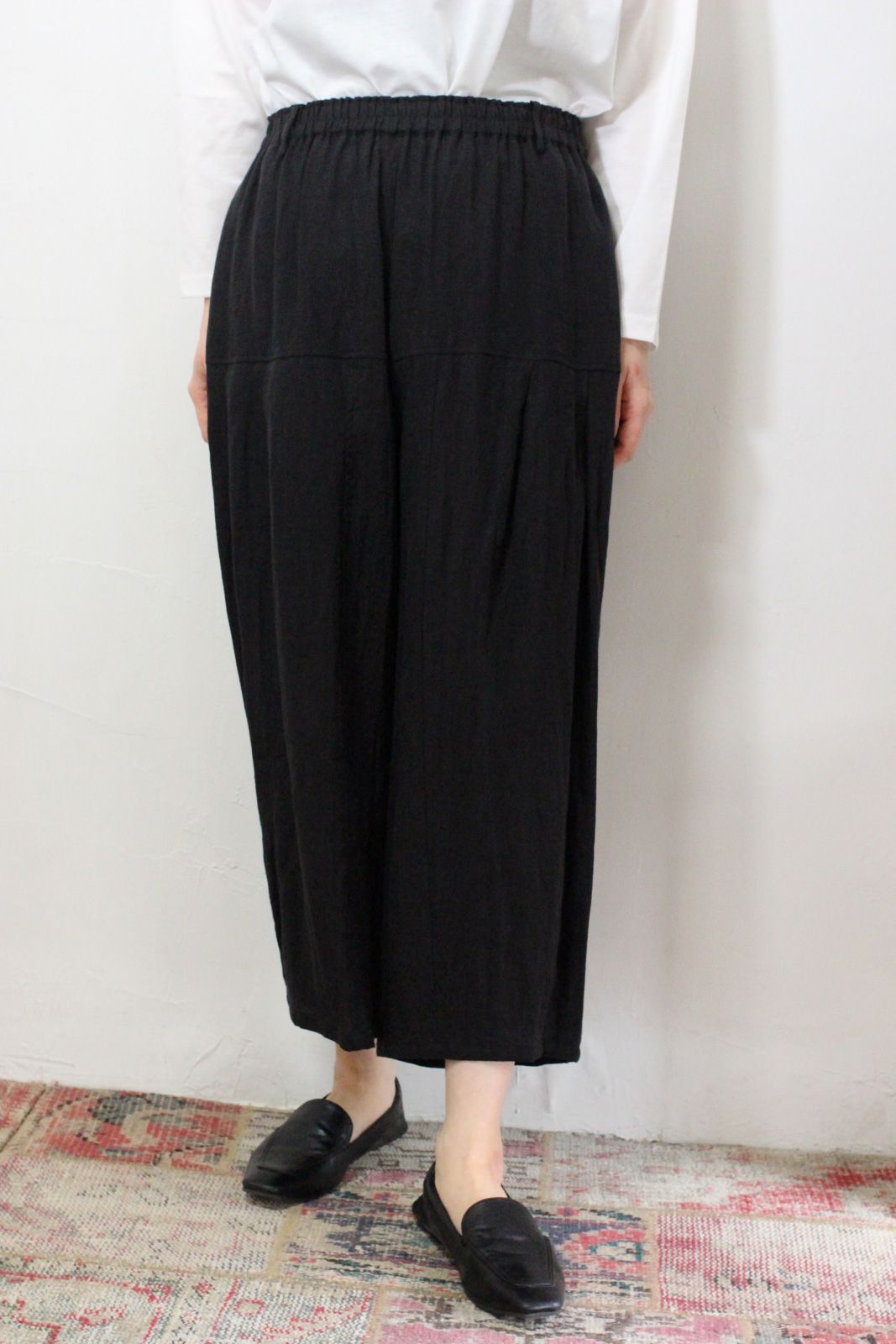 クロップドリネンパンツ ブラック