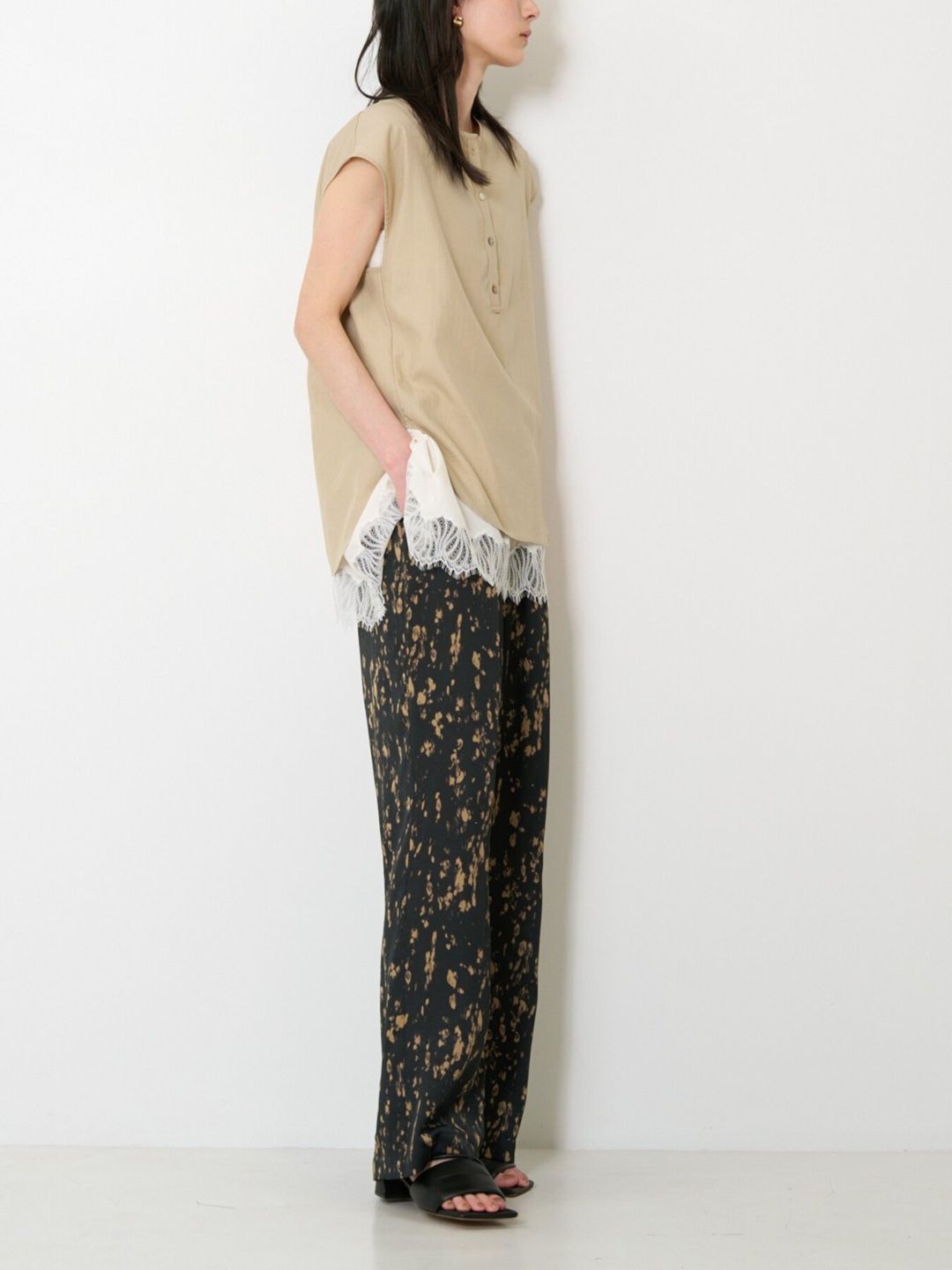 [3963-628MK] レオパードストレートイージーPT ブラック