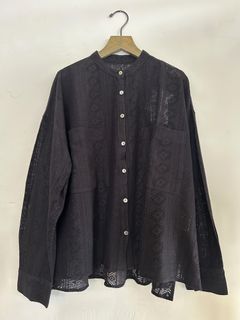 レース長袖シャツ ブラック