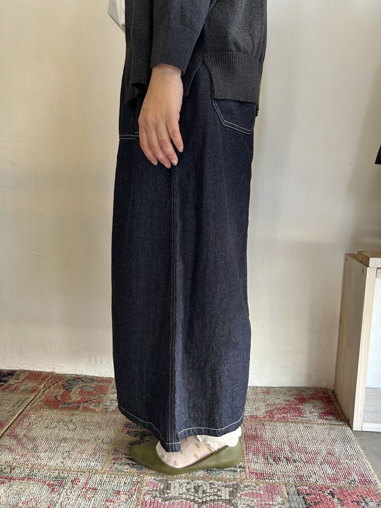 8ozムラデニム ベイカースカート インディゴ