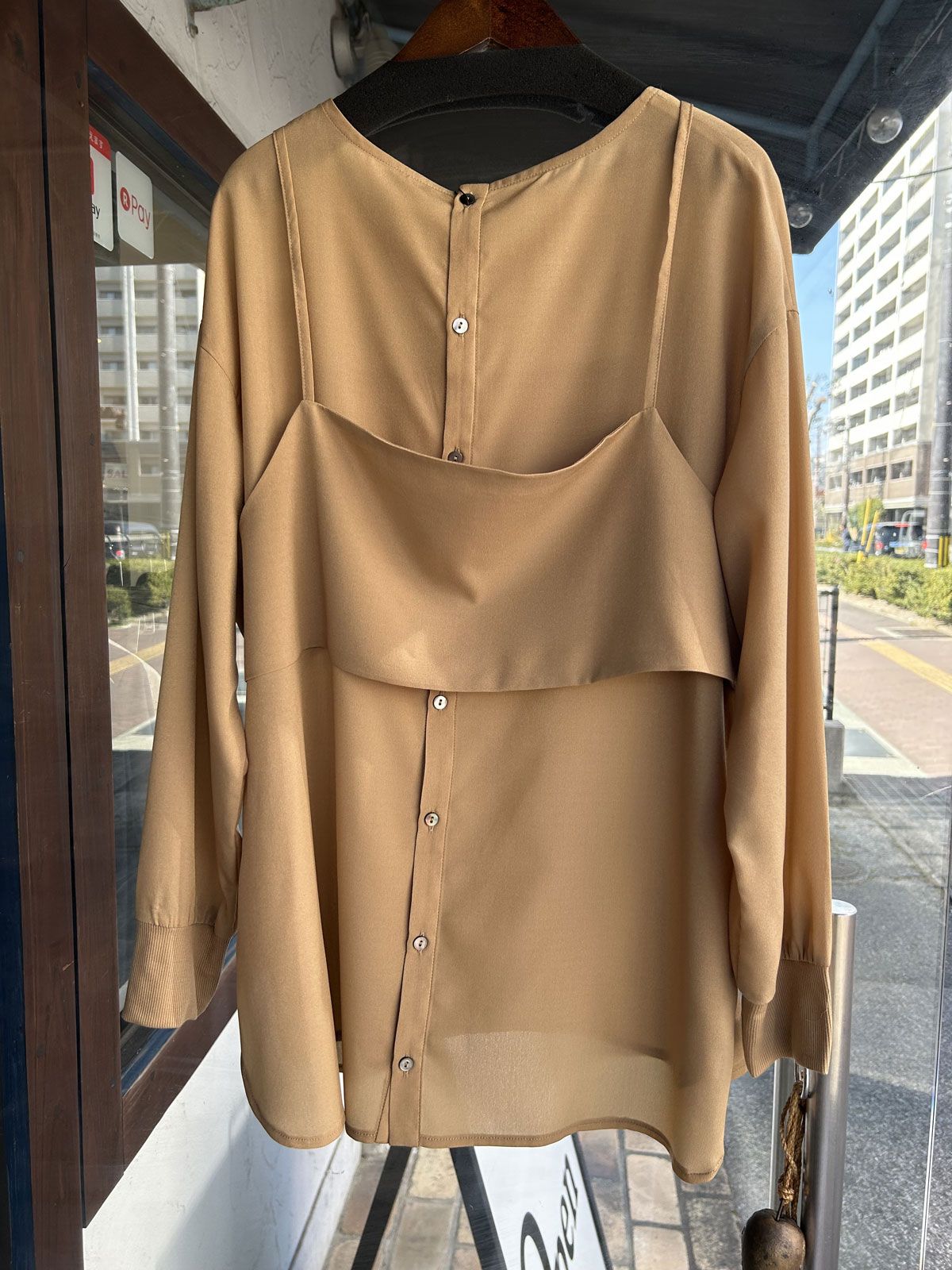 デシン キャミ付きプルオーバー ベージュ