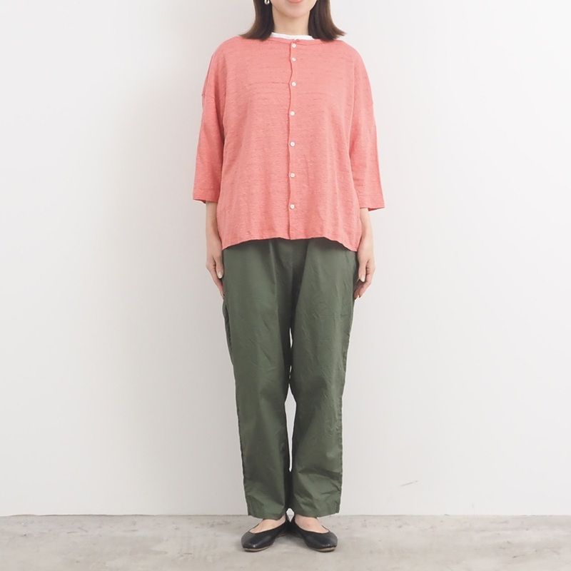 リバイバルリネンワイドカーディガン ストーンベージュ