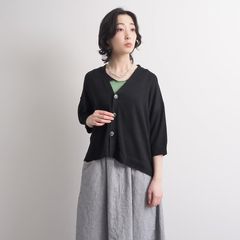 綿レーヨンシルクタックカーディガン ブラック