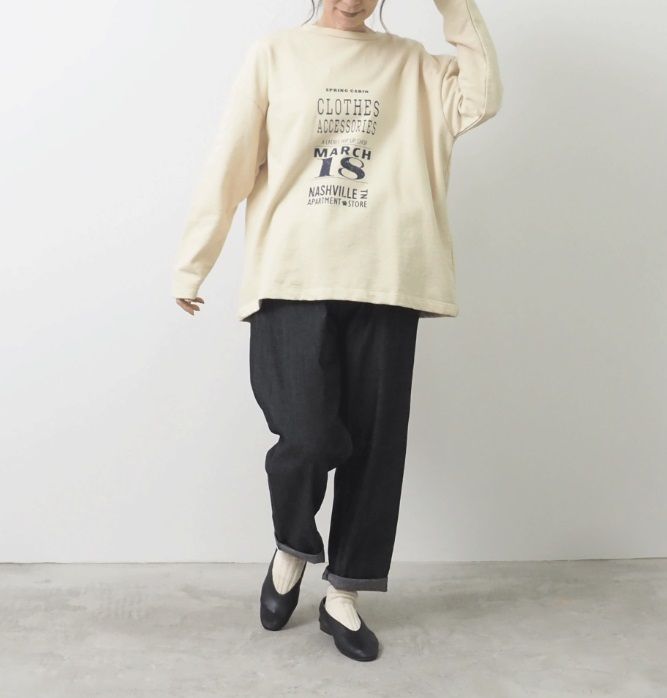 裏毛やとおもっ天竺ヴィンテージフライヤープリントT セピア