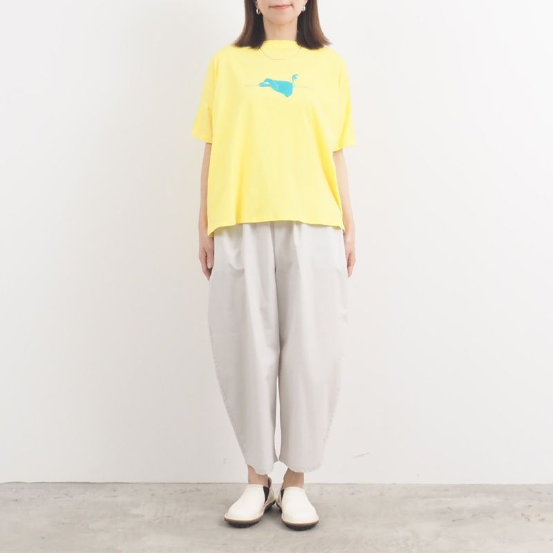 ナチュラルソフト天竺くつろぎちゃんプリントシャツ レモンイエローグリーン