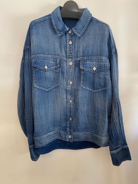 SHEER DENIM OVERSHIRT ブルー