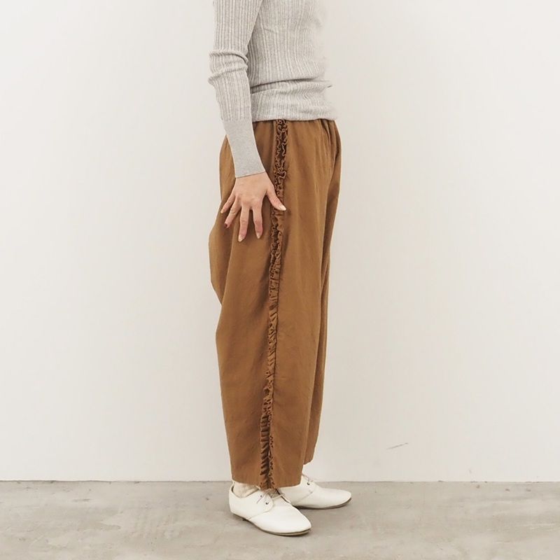 シーチングハンドワッシャー フリンジパンツ コヨーテ