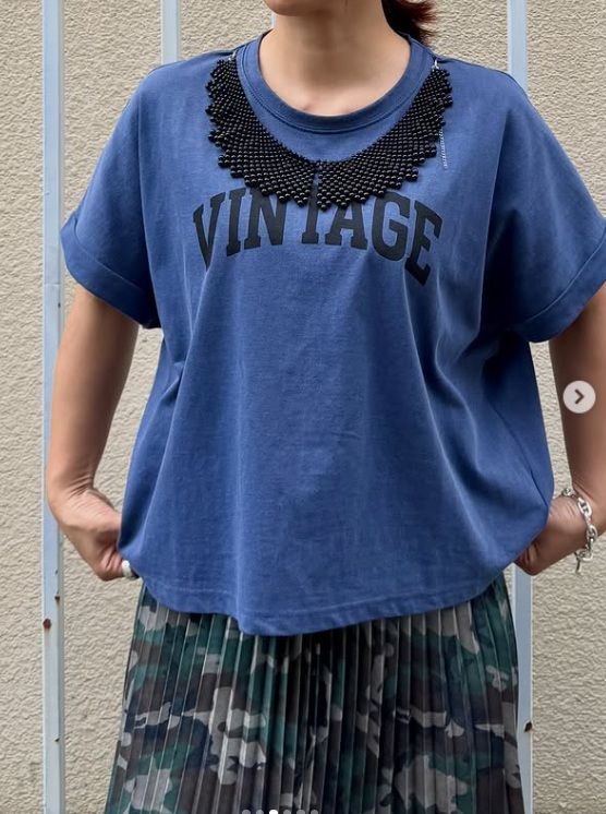 pearl necklace VINTAGE Tee ネイビー
