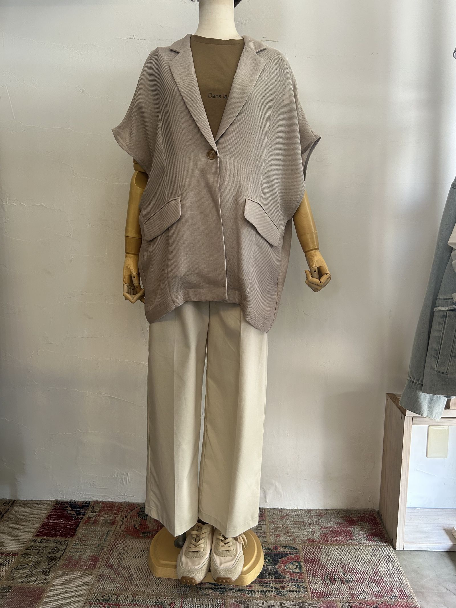 メッシュハーフスリーブジャケット ベージュ