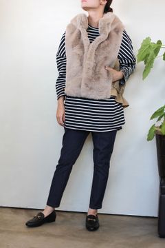 エコファーフーテッドベスト ベージュ