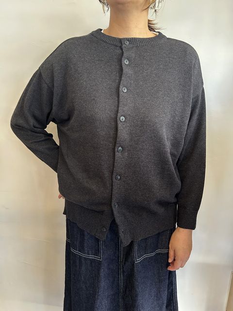Hidamari cotton 2WAYニットカーデ チャコール杢