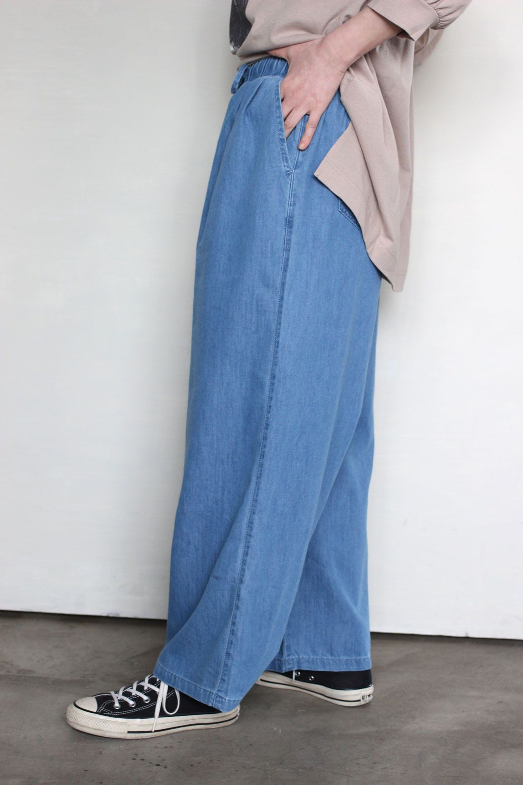 ライトオンスデニムワイドパンツ ブルー