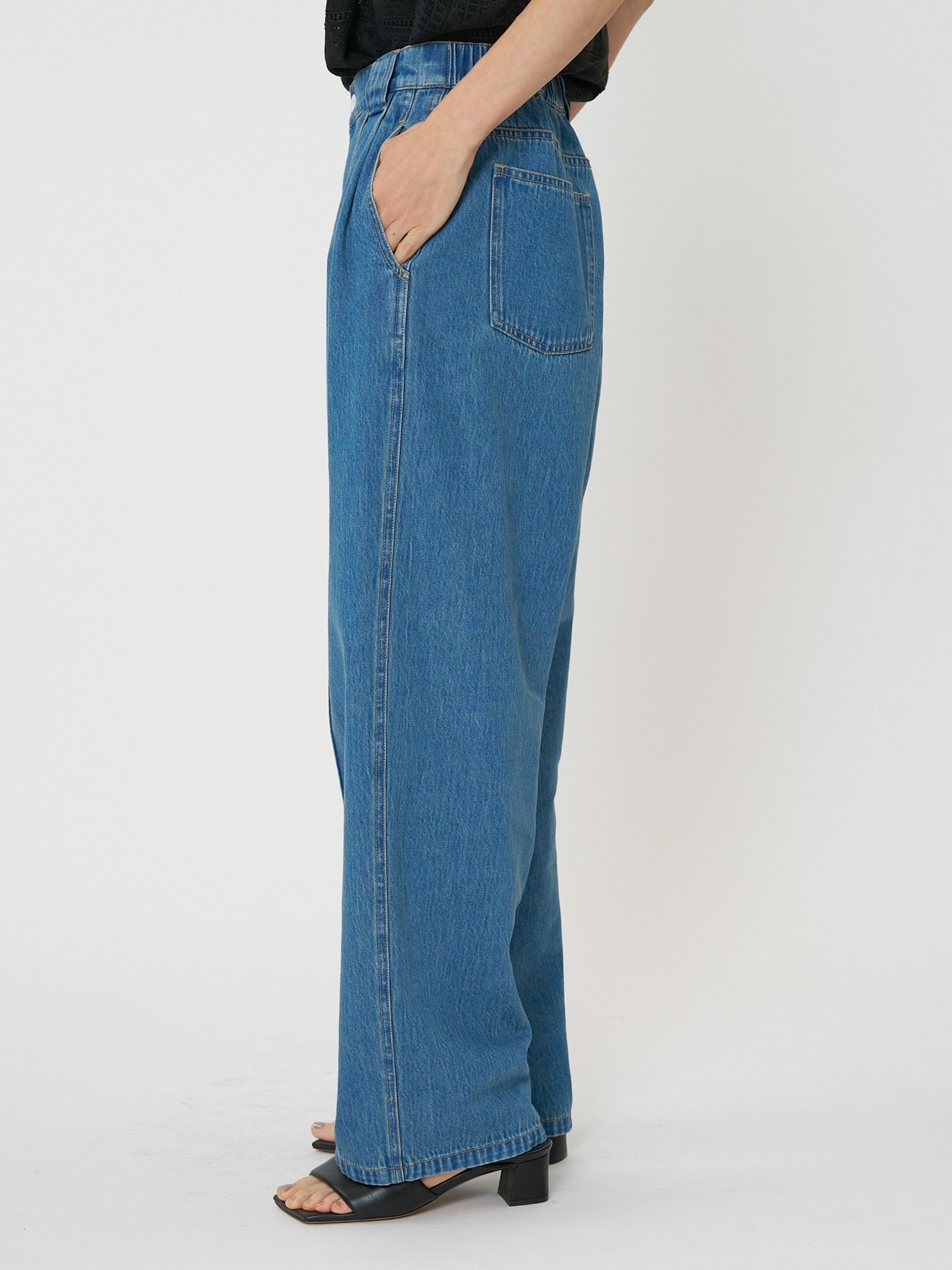 [3861-042BT] センターステッチデニムPT ブルー