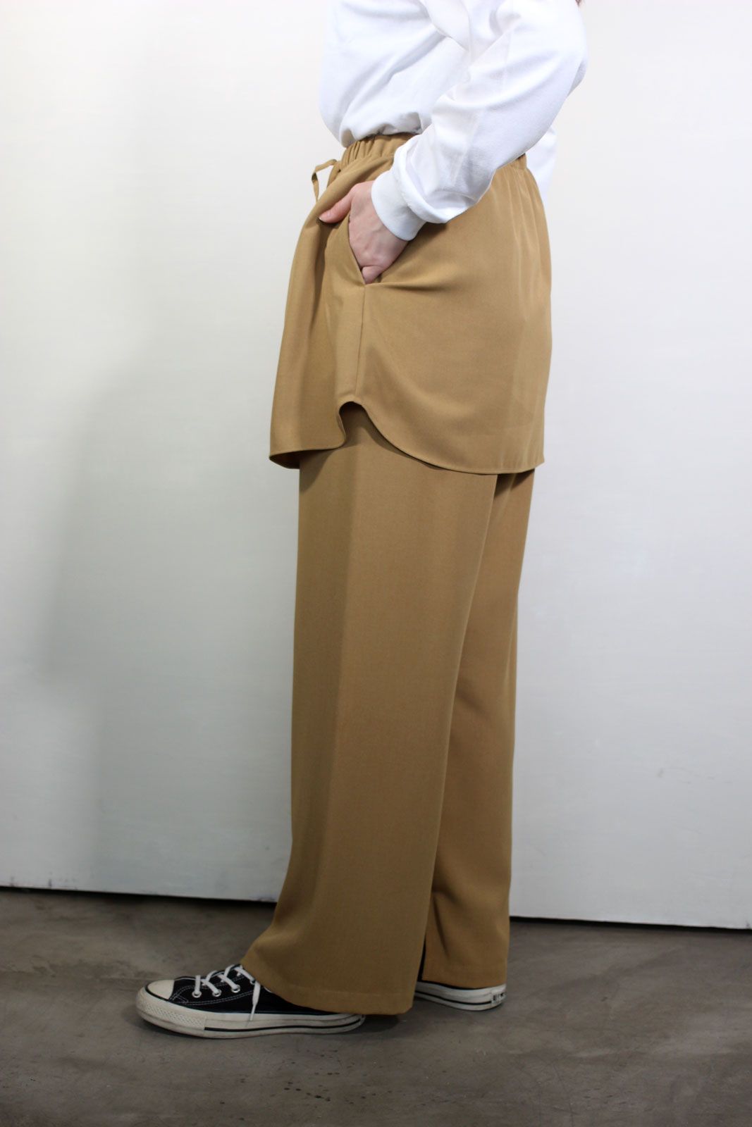 [3651-025MK] シャツテールスカートPT ベージュ