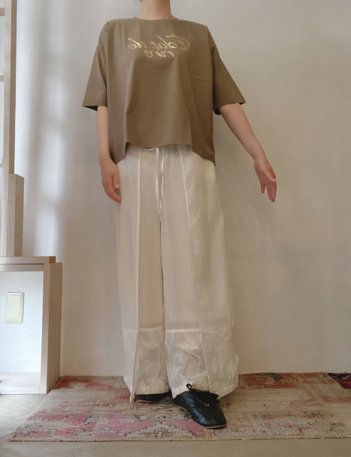 箔プリントTシャツ ライトグレー