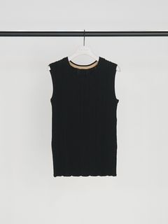 [9263-695GS] ランダムリブニットタンク ブラック