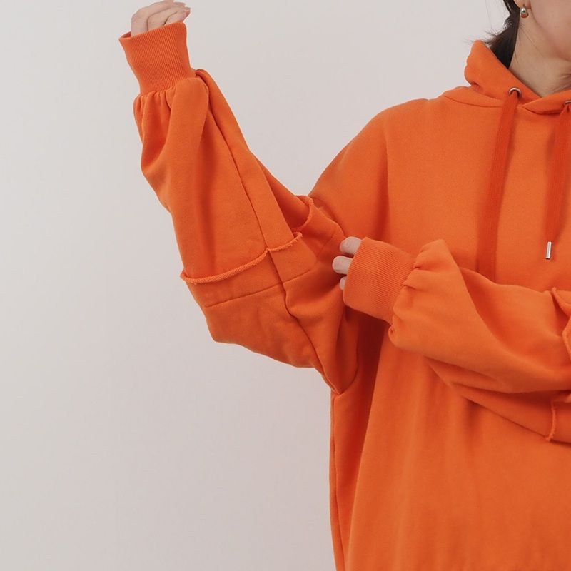 セントラル裏毛カットオフパーカー カーキグレー