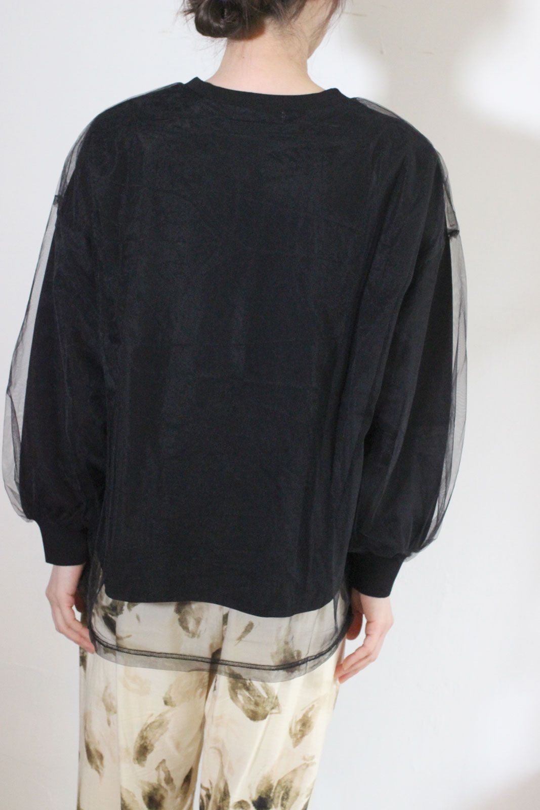 レイヤーチュールトップス ライトグレー