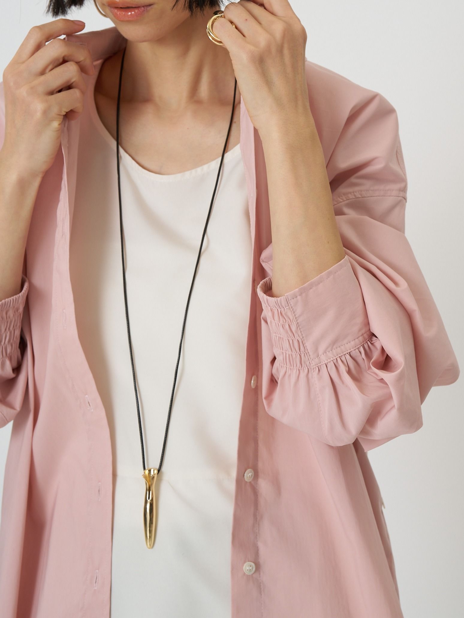 [1261-017KK] タックボリュームスリーブSH ピンク