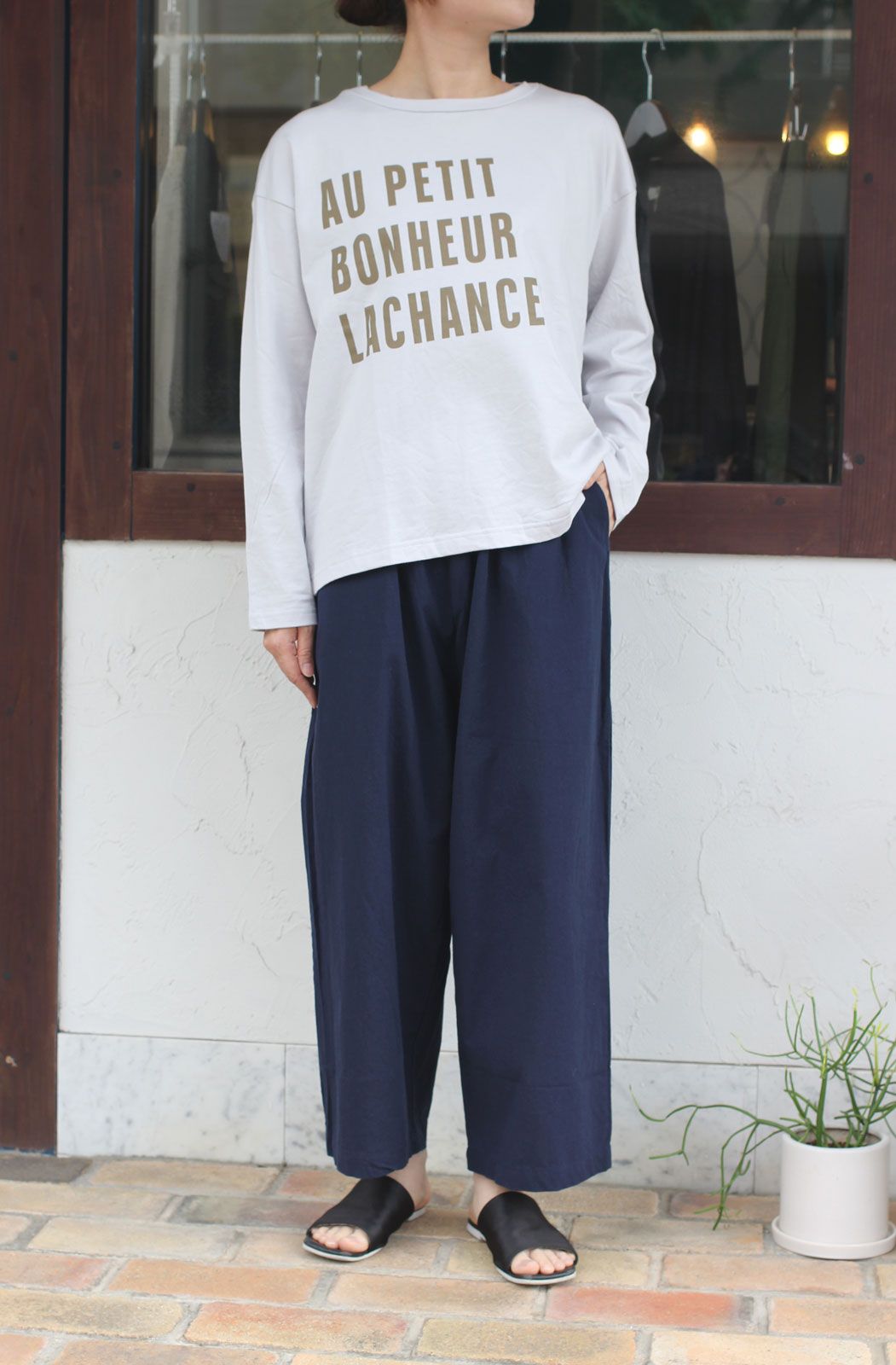 起毛クラシック天竺LACHANCEプリントTシャツ ブラック