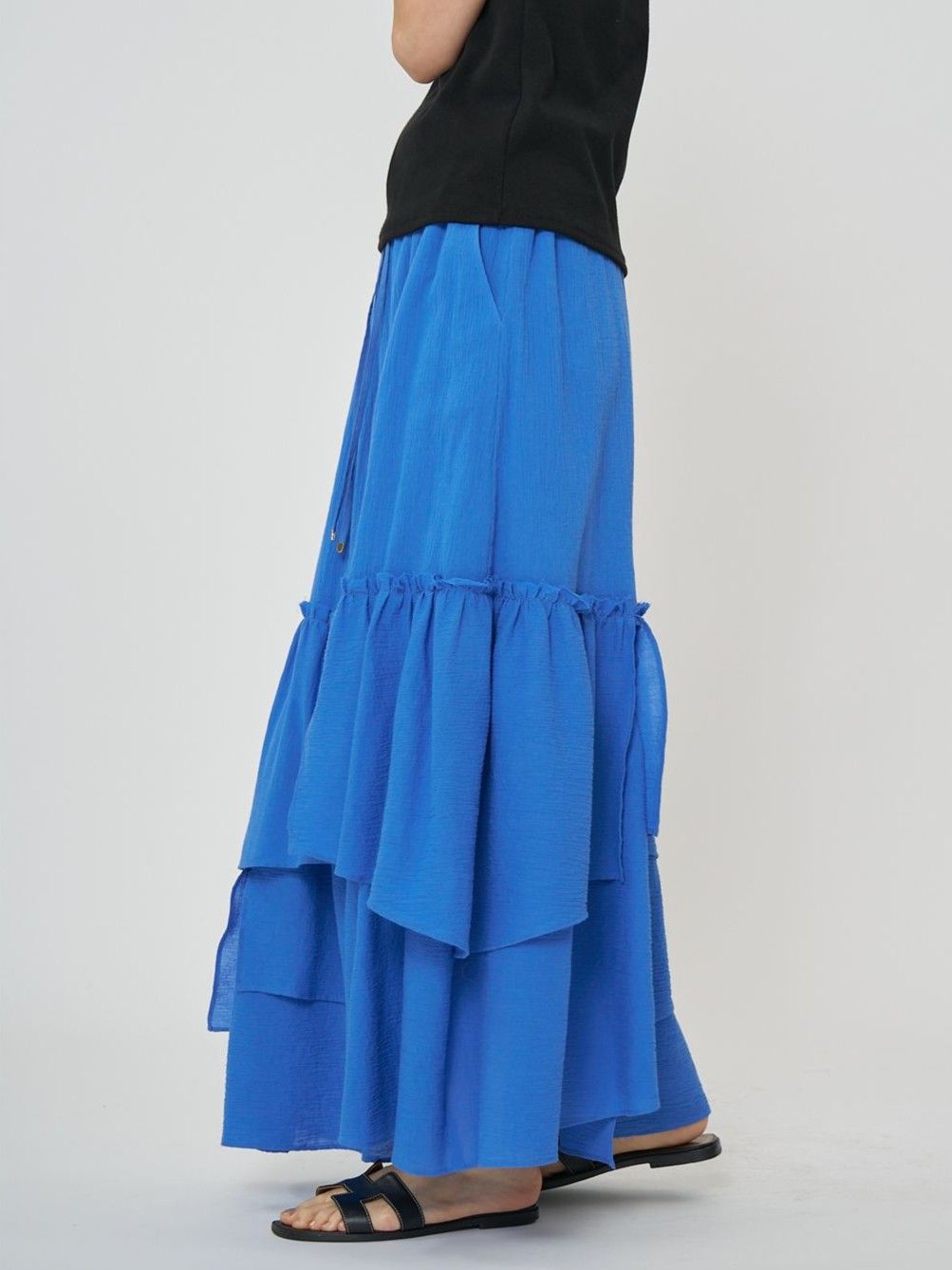 [2961-048BZ] コットンティアードSK ブラック