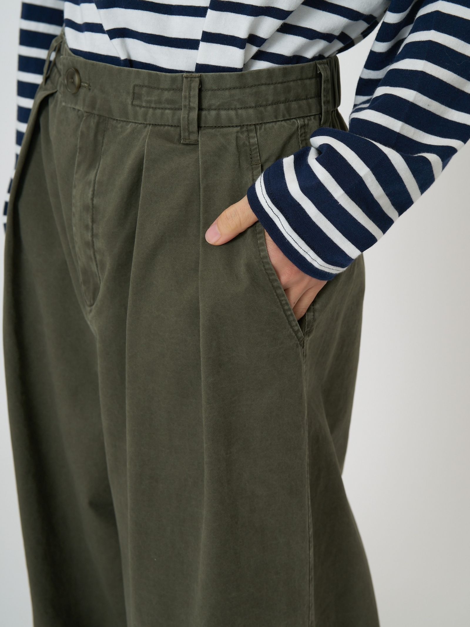 [3261-045BT] ウォッシュドチノPT カーキ