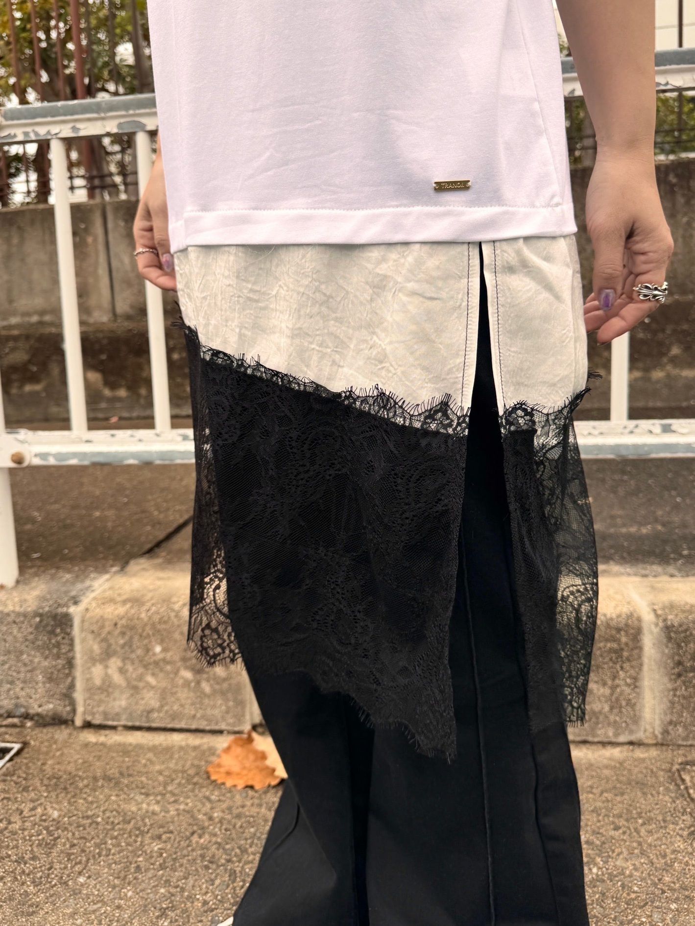 レースレイヤードtee ホワイト