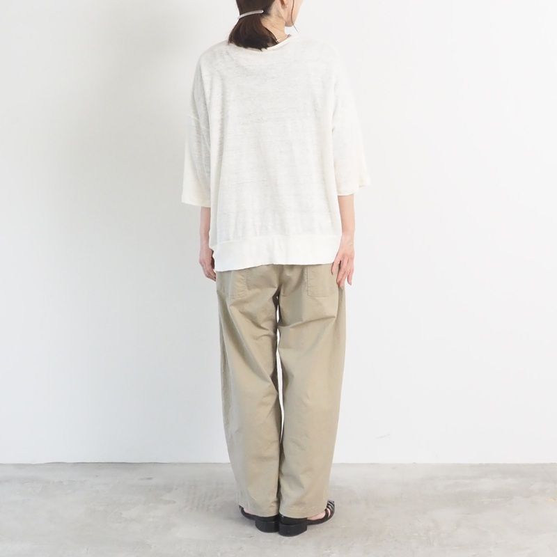 スラブリネンオーバルカーディガン オフホワイト