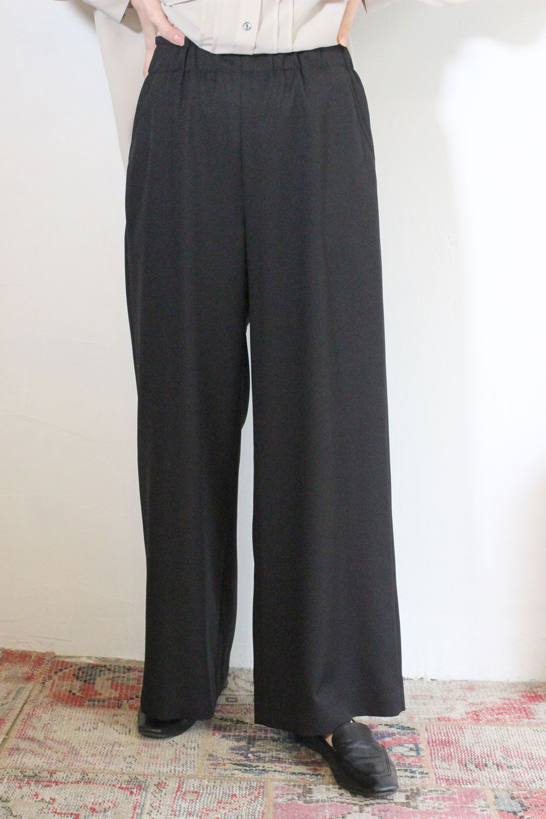 ソフィーツイルストレッチワイドイージーパンツ ブラック