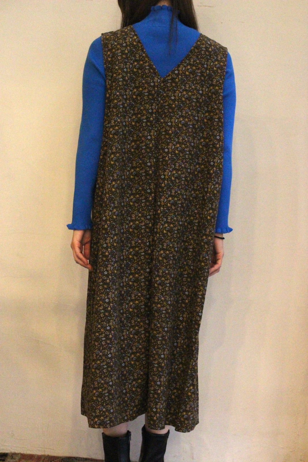 コーデュロイ小花柄ジャンパー7スカート ブラウン