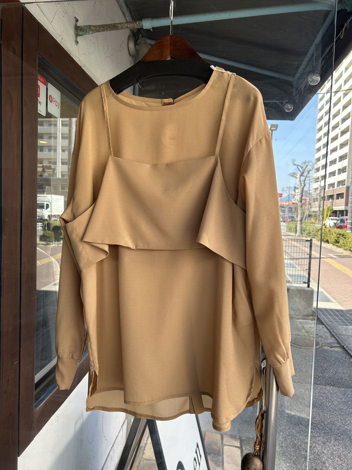 デシン キャミ付きプルオーバー ベージュ